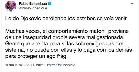 Echenque sobre Djokovic