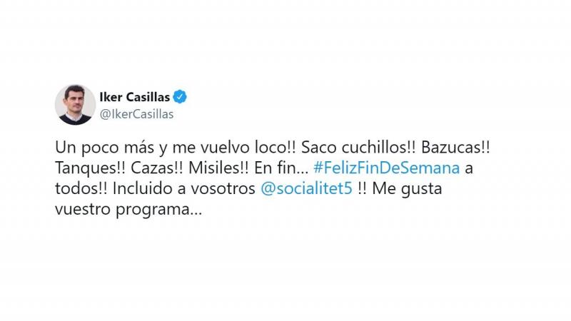Casillas ha respondido a las acusaciones de 'Socialité' con un mensaje en Twitter