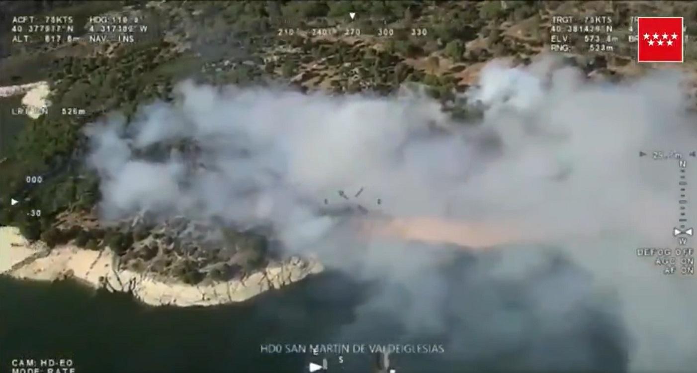 Declarado un incendio forestal en el Pantano de San Juan de Madrid. 112 Emergencias Madrid