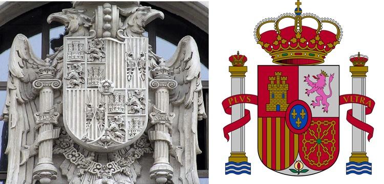 Detalle del escudo de España en el que Antonio Palacios incorporó el escudo gallego Detalle del escudo de España en el que Antonio Palacios incorporó el escudo gallego