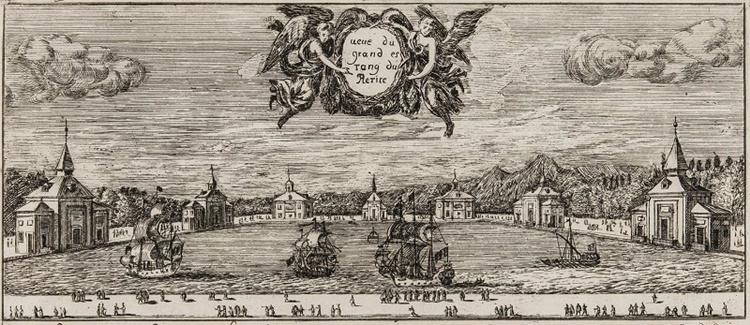 El estanque del Retiro visto por el grabador Louis Meunier en 1665