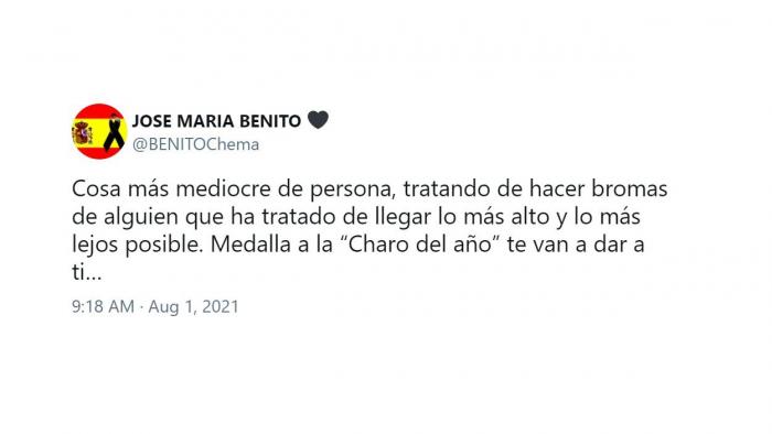 Mensaje de un tuitero insultando a Anabel Alonso por criticar a Djokovic. Twitter