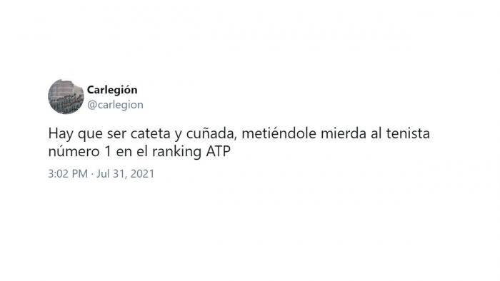Insultos de un usuario de Twitter a Anabel Alonso tras su critica a Djokovic. Twitter Insultos de un usuario de Twitter a Anabel Alonso tras su critica a Djokovic. Twitter