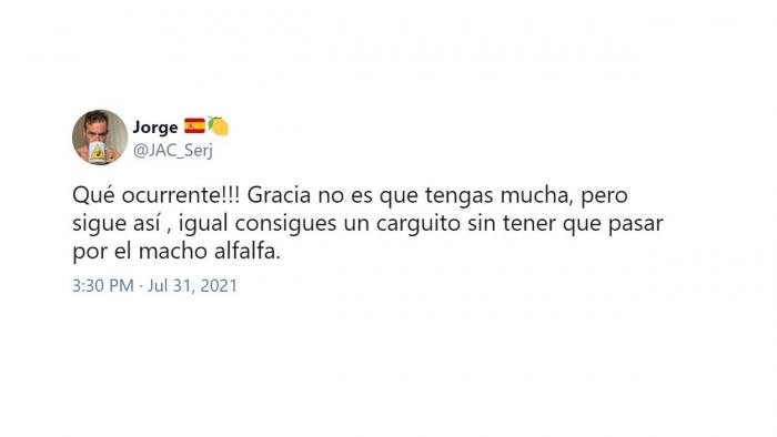 Crítica de un tuitero a Anabel Alonso por su comentario sobre Djokovic. Twitter Crítica de un tuitero a Anabel Alonso por su comentario sobre Djokovic. Twitter