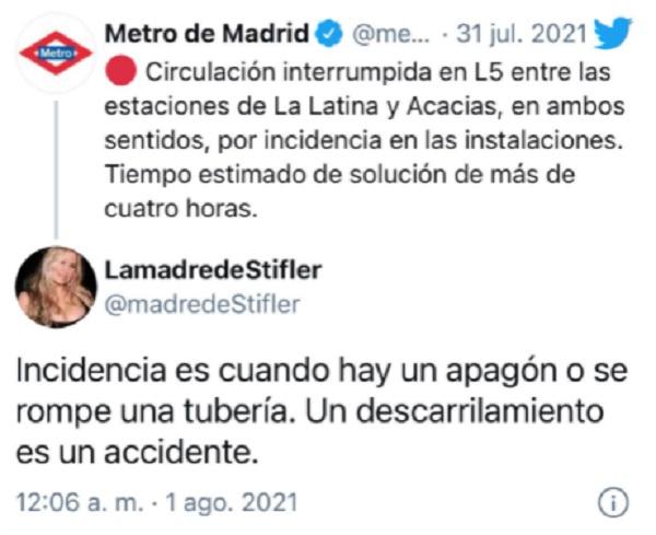 Crítica a Metro de Madrid por no informar del descarrilamiento de un convoy Crítica a Metro de Madrid por no informar del descarrilamiento de un convoy