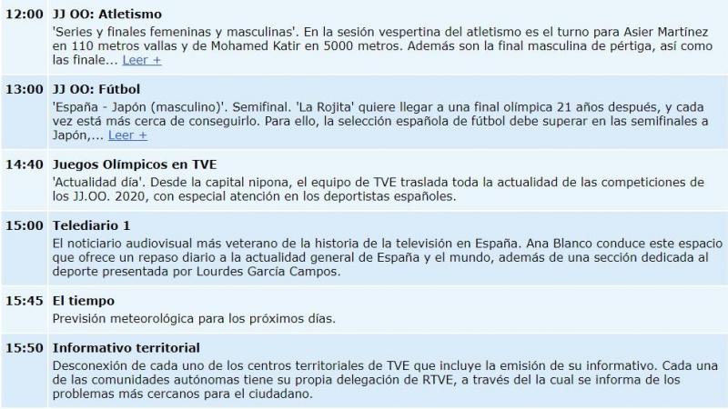 Imagen de programación de TVE. Teletexto