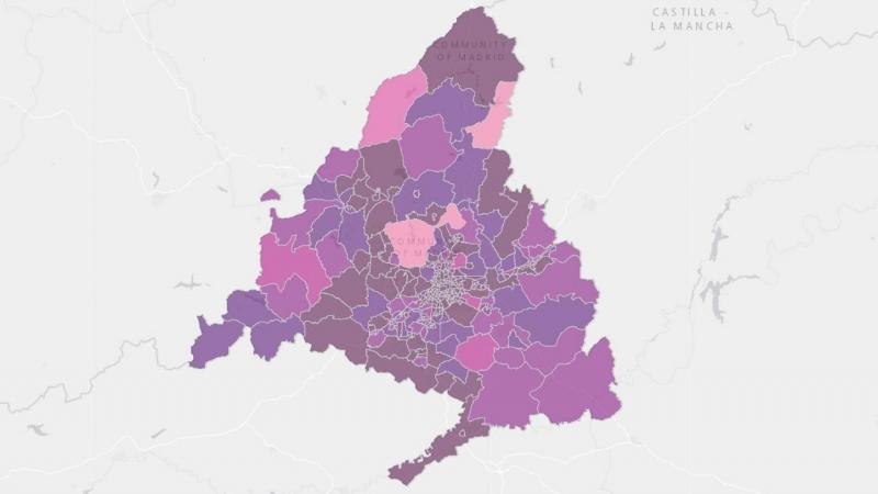 El mapa de la situación epidemiológica en la Comunidad de Madrid. Comunidad de Madrid