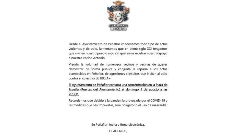 Concentración por el ataque homófobo a Antonio en Peñaflor Twitter Concentración por el ataque homófobo a Antonio en Peñaflor Twitter
