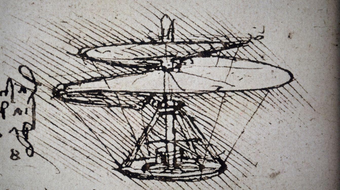 Detalle de una máquina de volar. Tornillo aéreo. Bibliothèque de l’Institut de France, París. Costa Leemage photoaisa