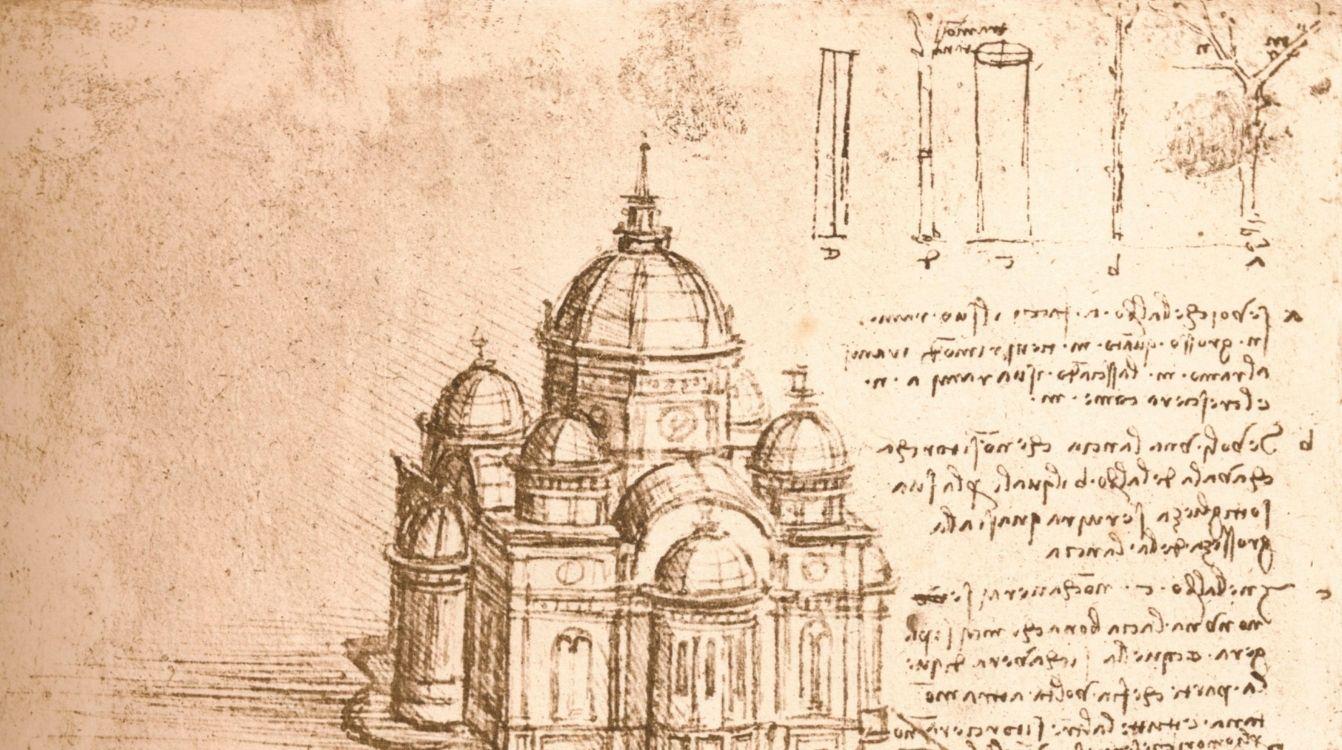 Dibujo de iglesias. Entre 1472 y 1519. De las obras literarias de Leonardo Da Vinci, vol. II por Jean Paul Richter. Album   Heritage Images   The Print Collector
