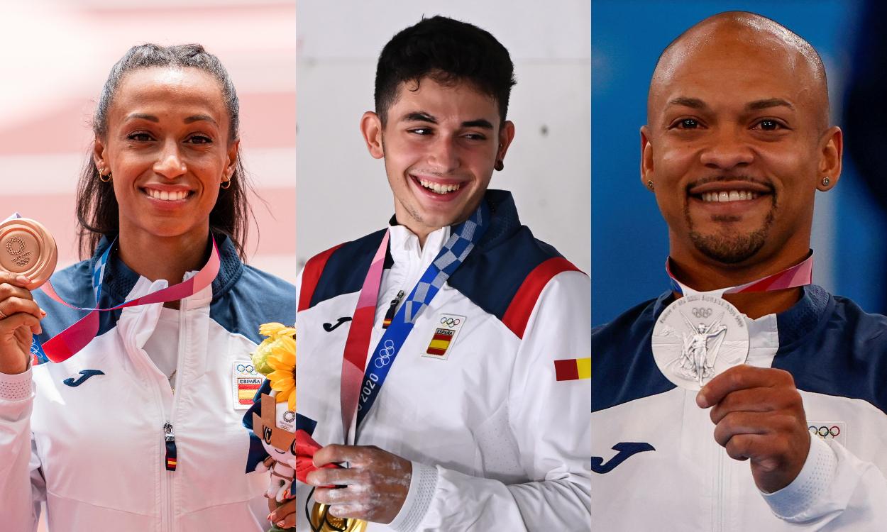 Ana Peleteiro, Alberto Ginés y Ray Zapata, los medallistas que no gustan a la ultraderecha. Elaboración propia