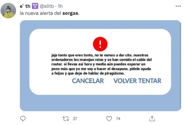 Mensaje sobre el Sergas Mensaje sobre el Sergas