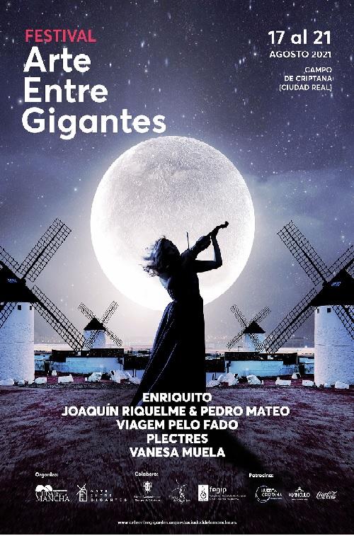 Póster oficial del Festival 'Arte entre Gigantes' en Campo de Criptana (CR). 