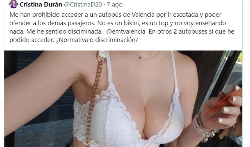 El tuit denuncuia de la usuaria de un autobus de Valencia   Twitter