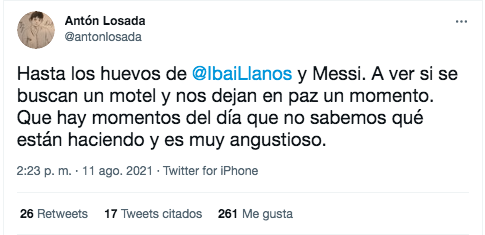 Tuit Antón Losada sobre Ibai