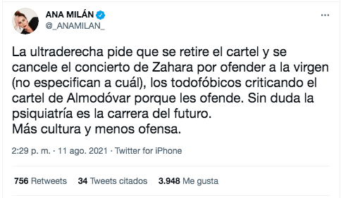 Ana Milán sobre Vox y Zahara Ana Milán sobre Vox y Zahara