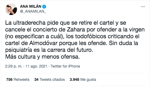 Ana Milán sobre Vox y Zahara