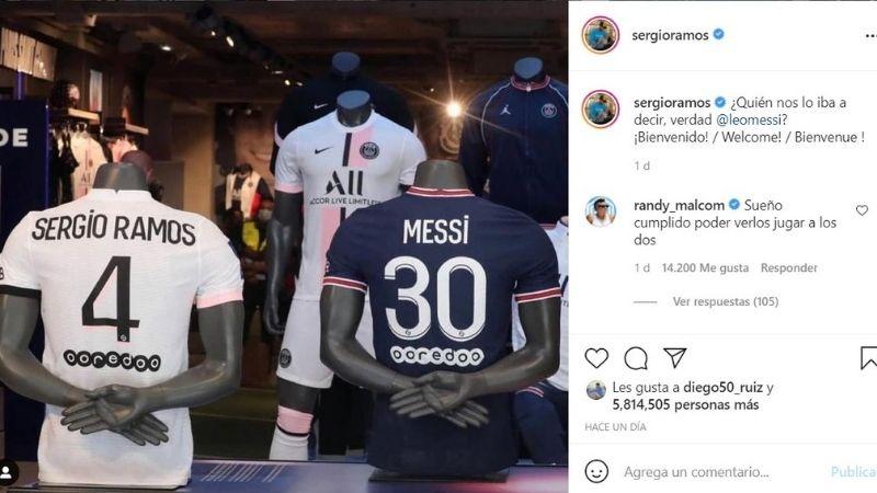 Escaparate con las camisetas de Ramos y Messi - Instagram Sergio Ramos Escaparate con las camisetas de Ramos y Messi - Instagram Sergio Ramos