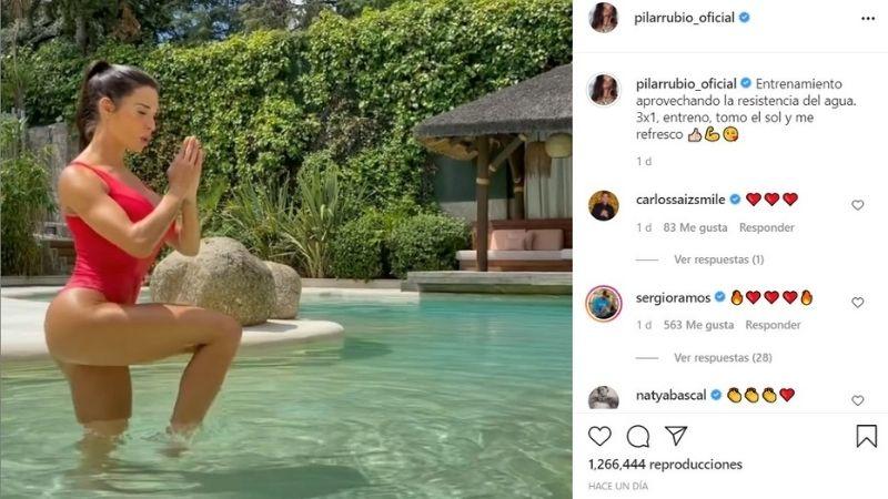 Pilar Rubio haciendo ejercicio en la piscina de su nuevo hogar - Instagram Pilar Rubio