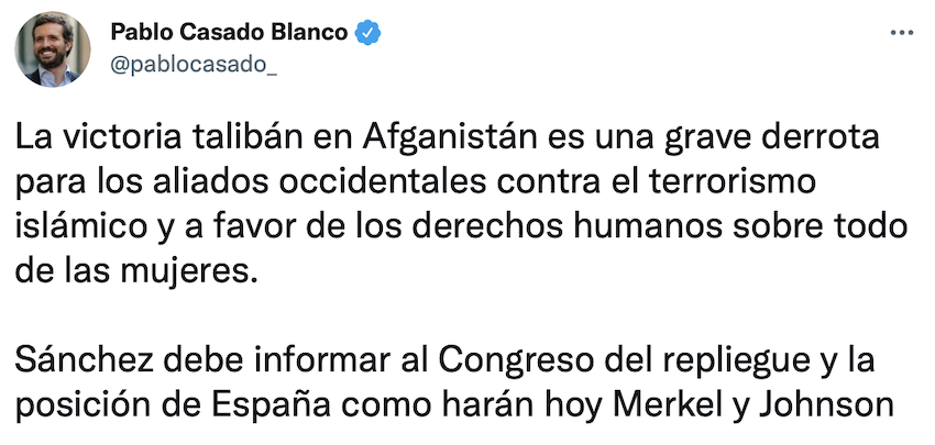 Tuit de Pablo Casado