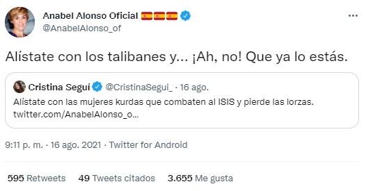 anabel alonso tumba a cristina seguí por las mujeres afganas