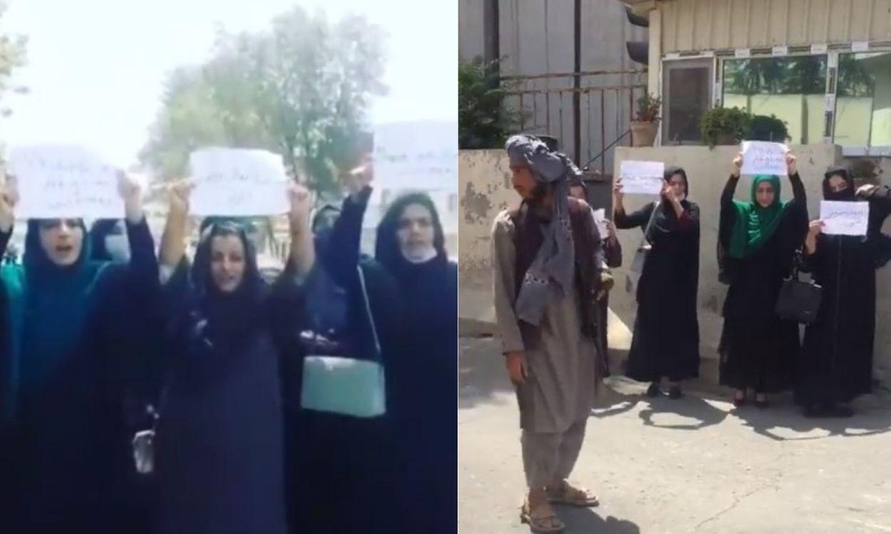 Mujeres protestan en Kabul  - Twitter
