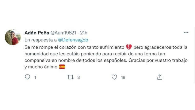 Agradecimientos al ejercito por su humanidad  - Twitter