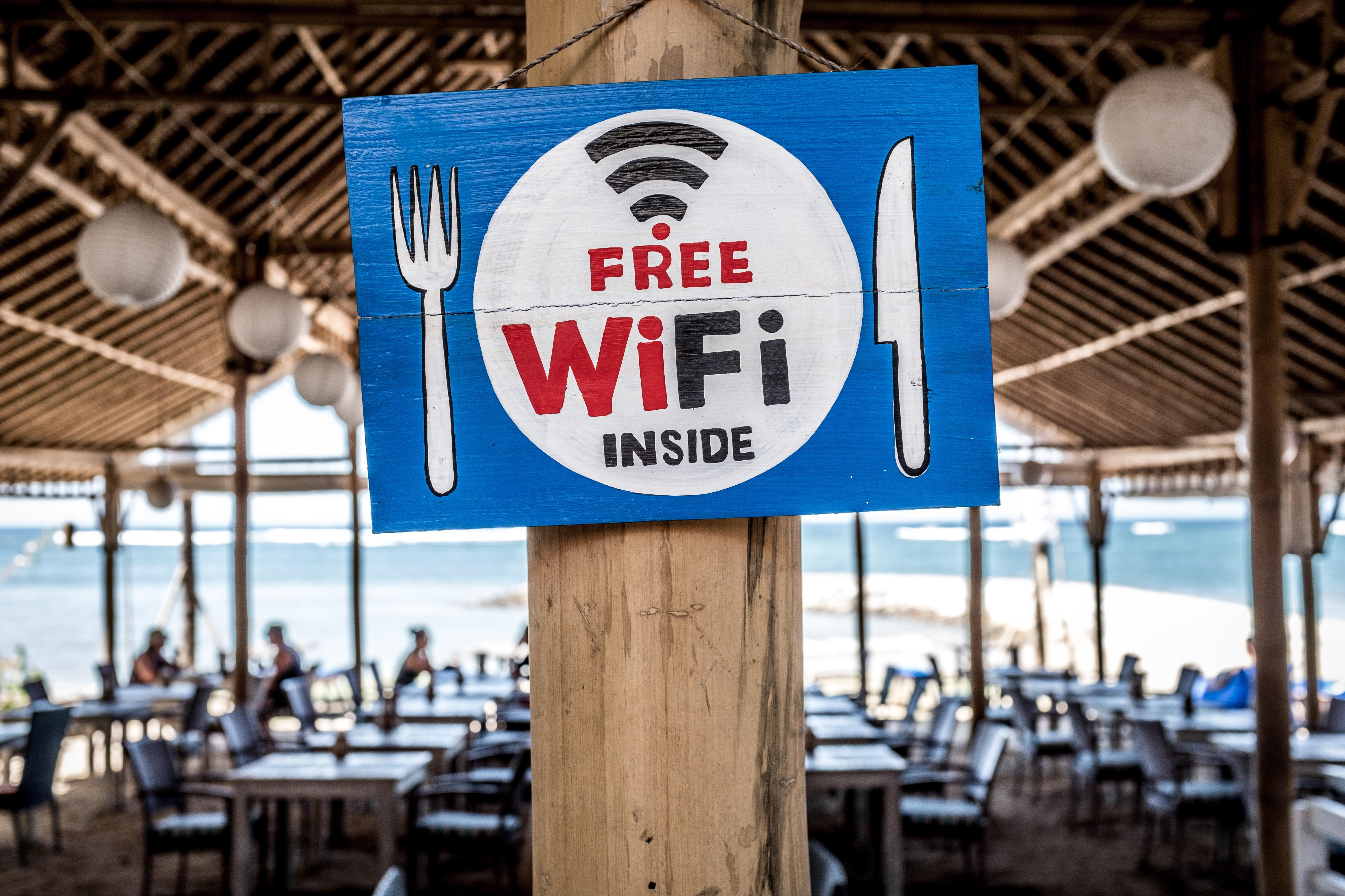 Señal de Wifi en un restaurante