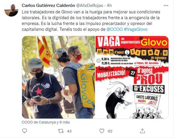 Tuit de Carlos Gutiérrez, secretario de Juventud y Nuevas Realidades del Trabajo
