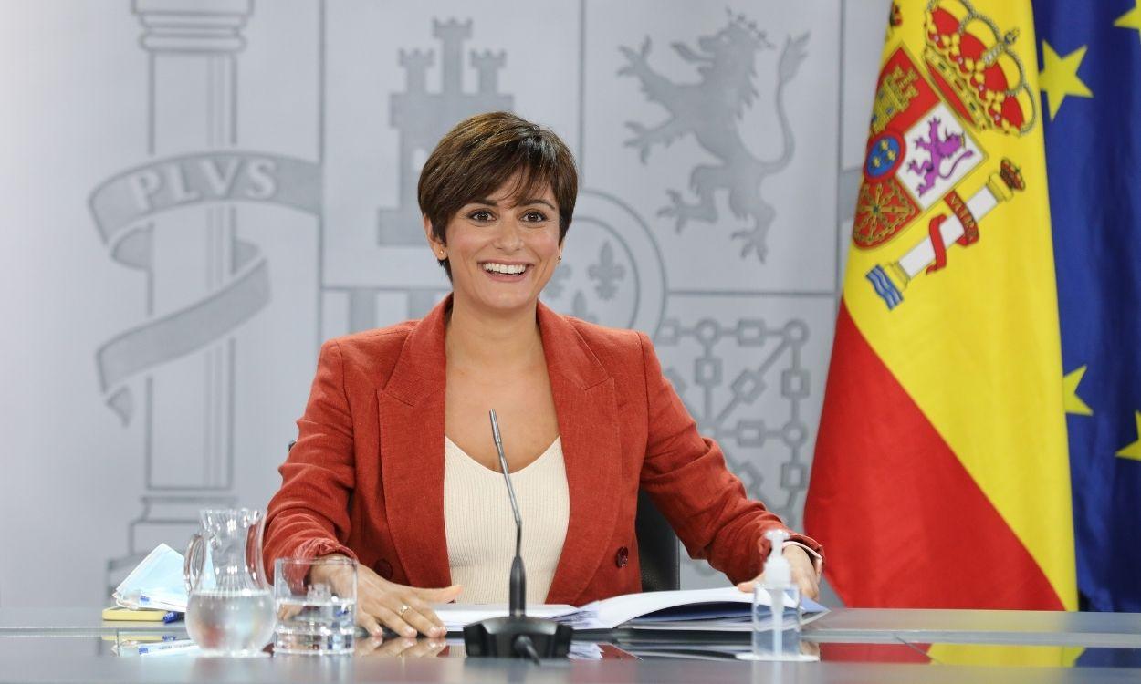 La ministra de Política Territorial y portavoz del Gobierno, Isabel Rodríguez, en la rueda de prensa posterior al Consejo de Ministros. Europa Press.