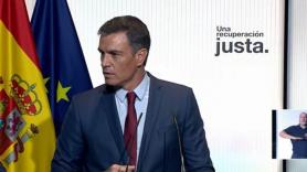 El presidente del Gobierno, Pedro Sánchez en la conferencia Una recuperación justa