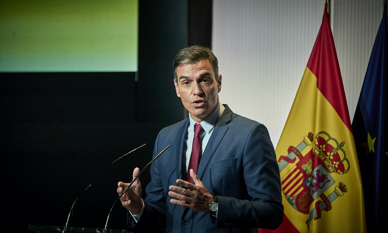 El presidente del Gobierno, Pedro Sánchez, interviene en un acto para abrir el nuevo curso político, a 1 de septiembre de 2021, en Casa América, Madrid