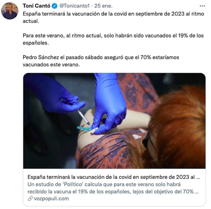 Tuit de Toni Cantó Tuit de Toni Cantó