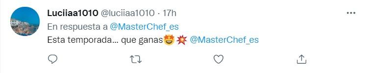 Opiniones en Twitter sobre la nueva temporada de 'MasterChef Celebrity 6'   Twitter 3