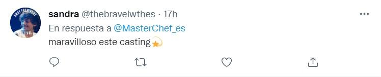 Opiniones en Twitter sobre la nueva temporada de 'MasterChef Celebrity 6'   Twitter 2