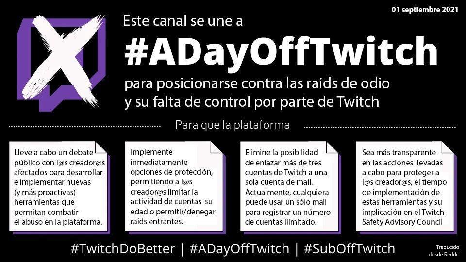 Motivo de la huelga en Twitch | #ADayOffTwitch