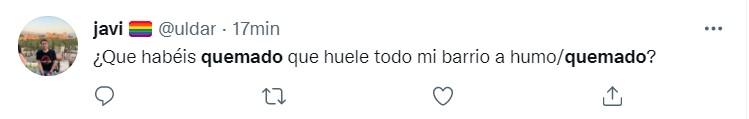Usuarios se preguntan por el fuerte olor a quemado Twitter 2 Usuarios se preguntan por el fuerte olor a quemado Twitter 2