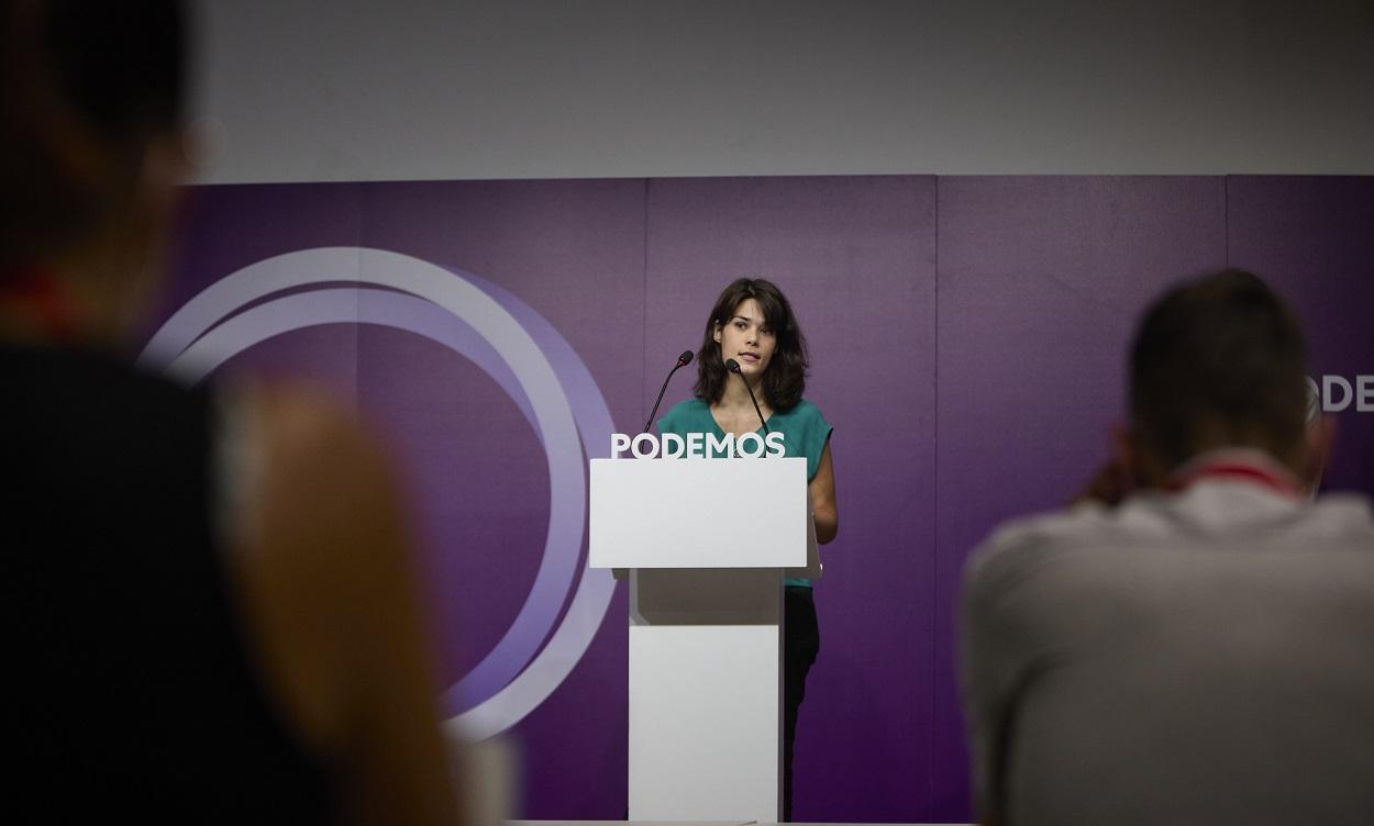 La portavoz de Podemos, Isa Serra, defiende que se ponga fecha al referéndum de Cataluña. EP