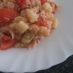 Ensalada castellana y arroz con calamares
