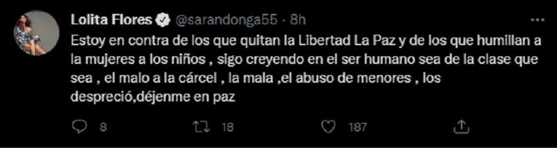 Lolita dice que está en contra de los que humillan a las mujeres