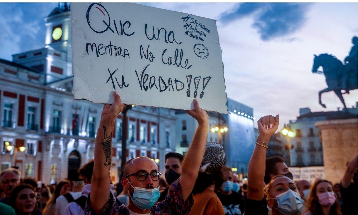 Concentraciones en la Puerta del Sol (Madrid) ante la escalada de odio contra el colectivo LGTBI. EP