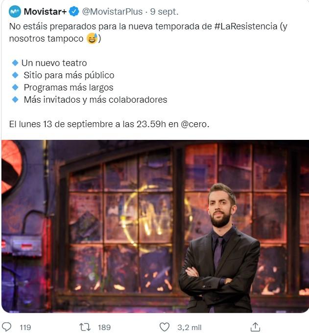 Promoción de la vuelta de 'La Resistencia'   Twitter