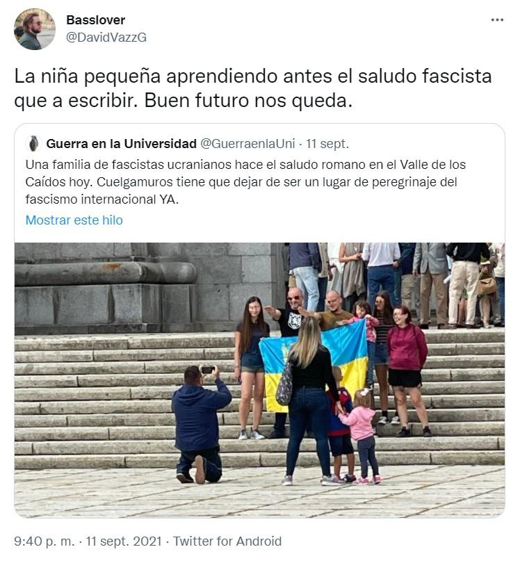 Críticas ante la imagen de una familia ucraniana en El Valle de los Caídos   Twitter 1