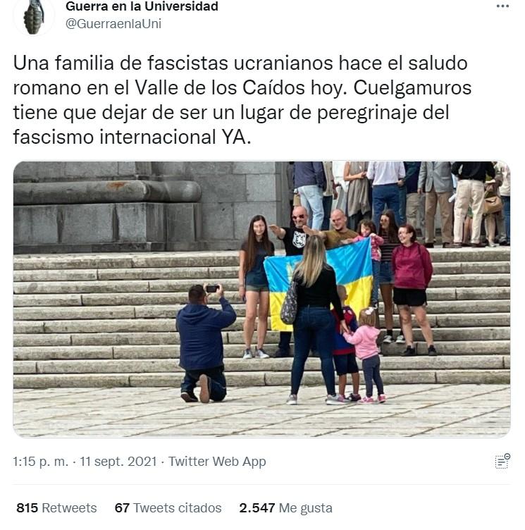Imagen de una familia ucraniana en El Valle de los Caídos Twitter Imagen de una familia ucraniana en El Valle de los Caídos Twitter