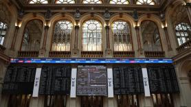 Paneles del Ibex en el Palacio de la Bolsa de Madrid. Europa Press