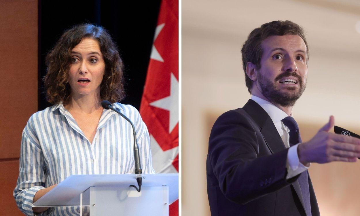 Isabel Díaz Ayuso, presidenta de la Comunidad de Madrid y Pablo Casado, presidente del PP