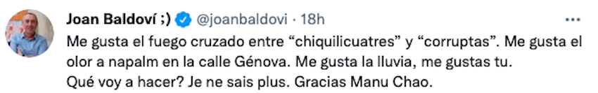 Tuit de Baldoví sobre la guerra del PP Tuit de Baldoví sobre la guerra del PP