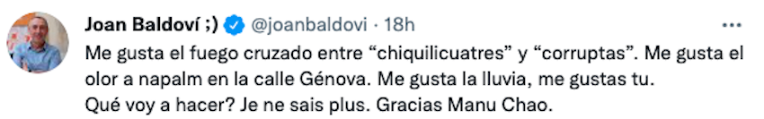 Tuit de Baldoví sobre la guerra del PP