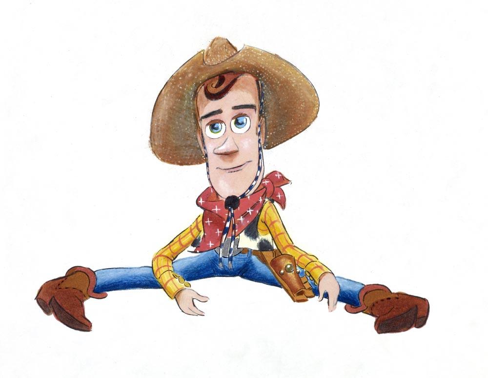 Bud Luckey, color de Ralph Eggleston. Woody. Toy Story, 1995. Técnica mixta sobre papel. © Pixar.