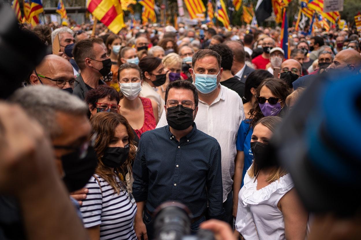 Pere Aragonès y Oriol Junqueras, presentes en la Diada. EP